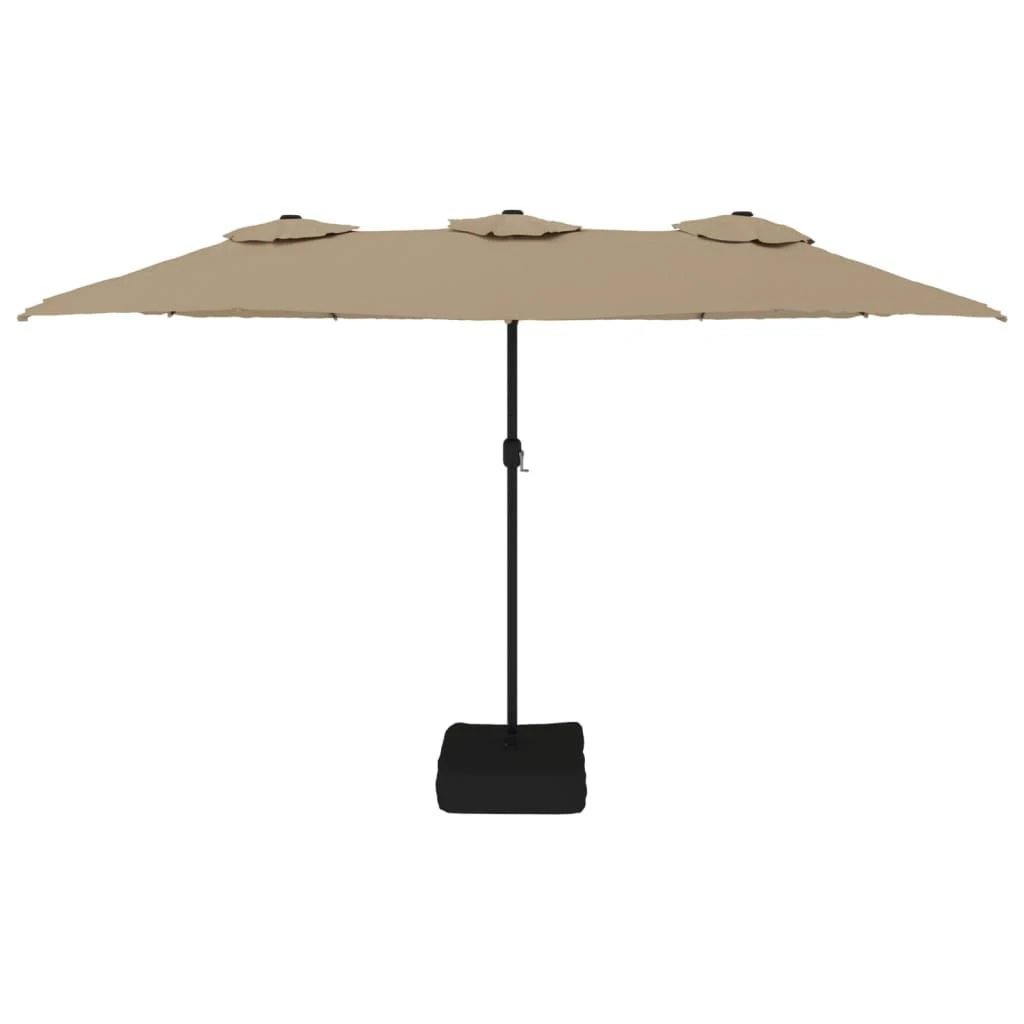 Dvigubas sodo skėtis nuo saulės su LED, taupe, 449x245cm
