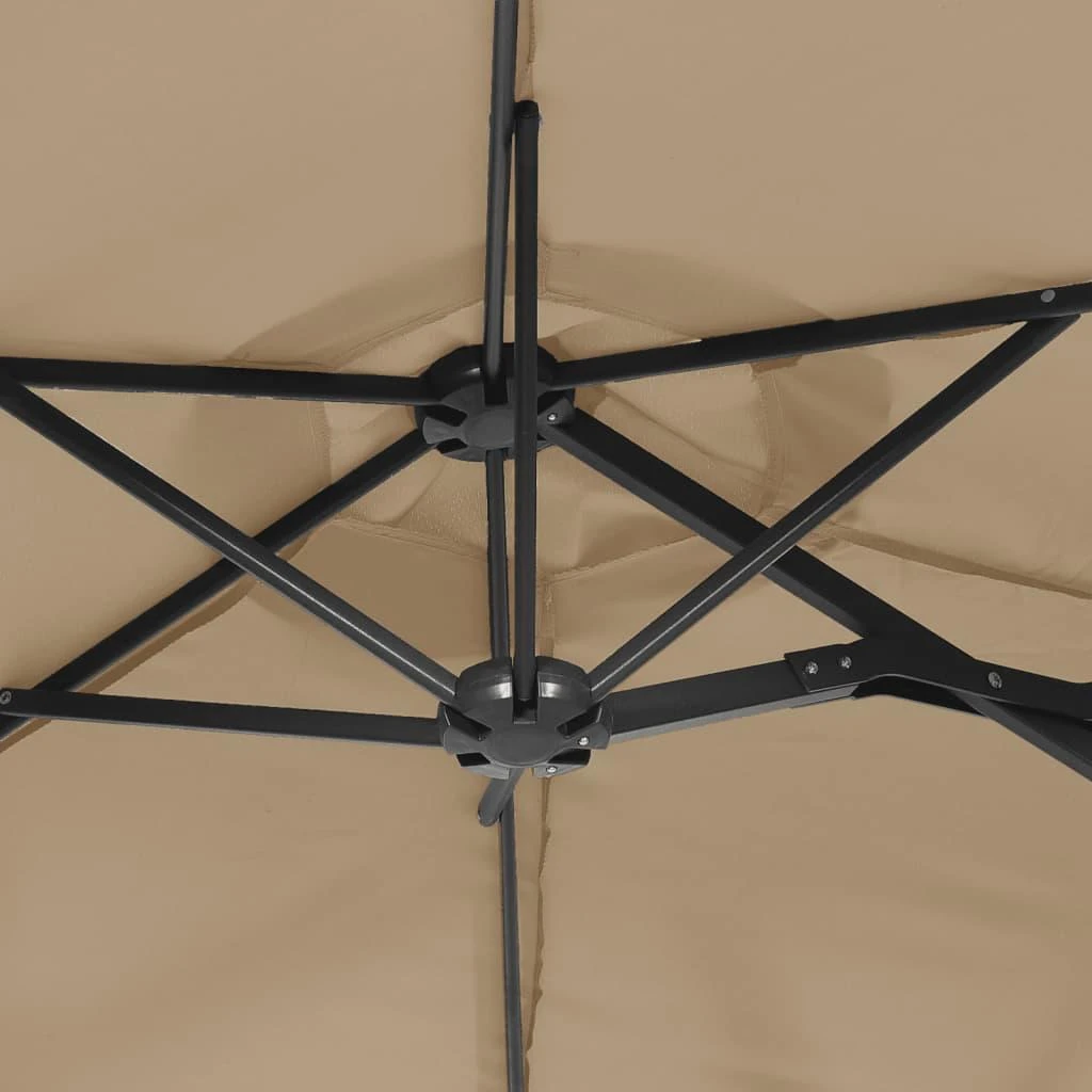 Dvigubas sodo skėtis nuo saulės su LED, taupe, 316x240cm