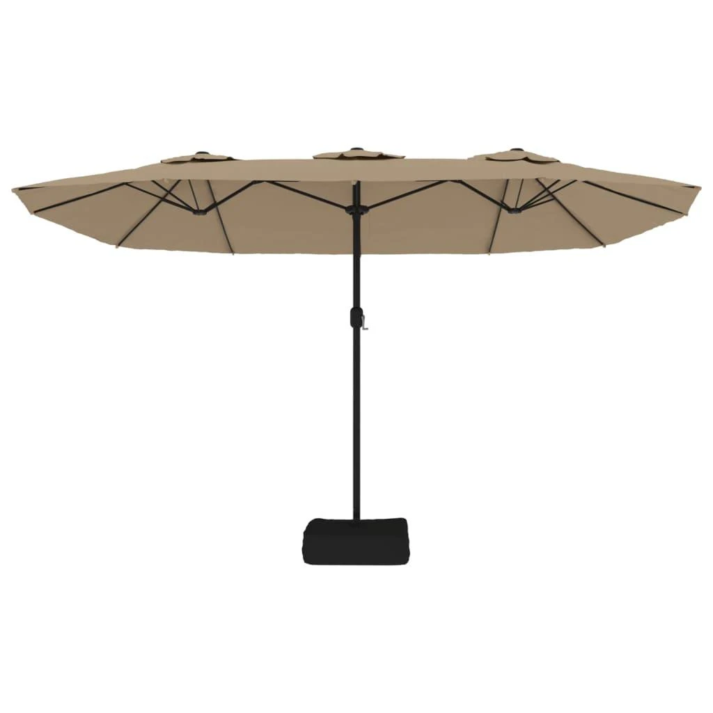 Dvigubas sodo skėtis nuo saulės su LED, taupe, 449x245cm
