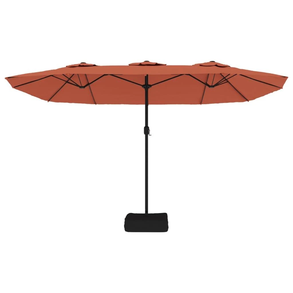Dvigubas sodo skėtis nuo saulės su LED, terakota, 449x245cm