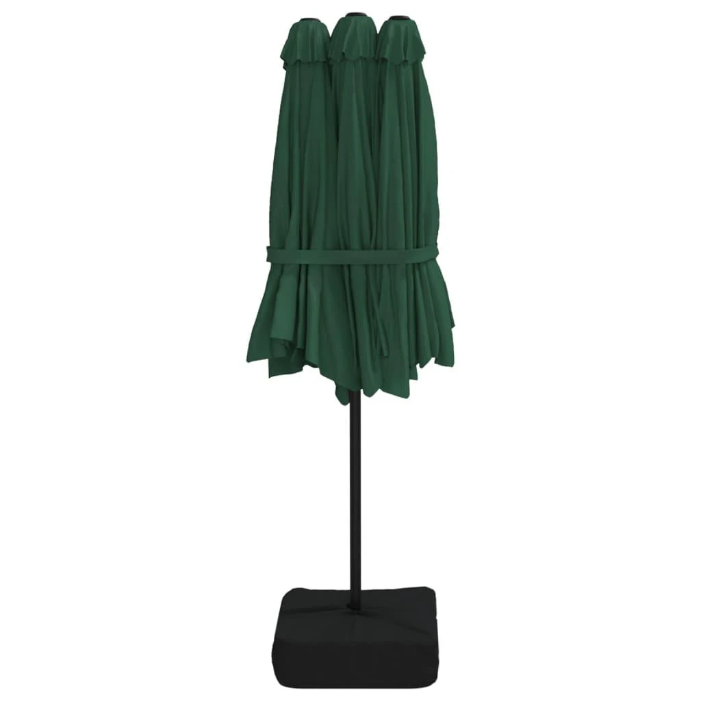 Dvigubas sodo skėtis nuo saulės su LED, žalias, 449x245cm