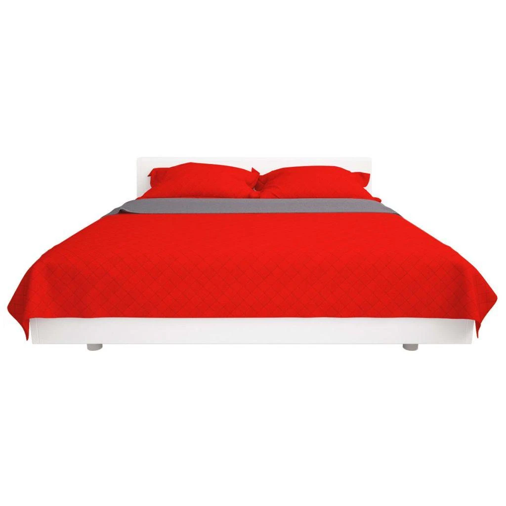 131556 Double-sided Quilted Bedspread Raudona and Pilkas 220x240 cm