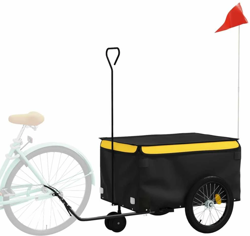 Dviračio priekaba, juodos ir geltonos spalvos, 30kg, geležis