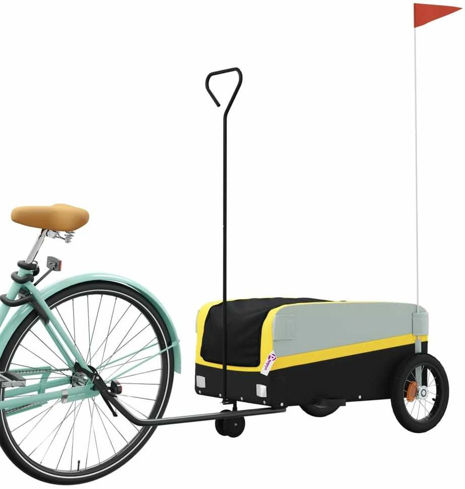 Dviračio priekaba, juodos ir geltonos spalvos, 30kg, geležis