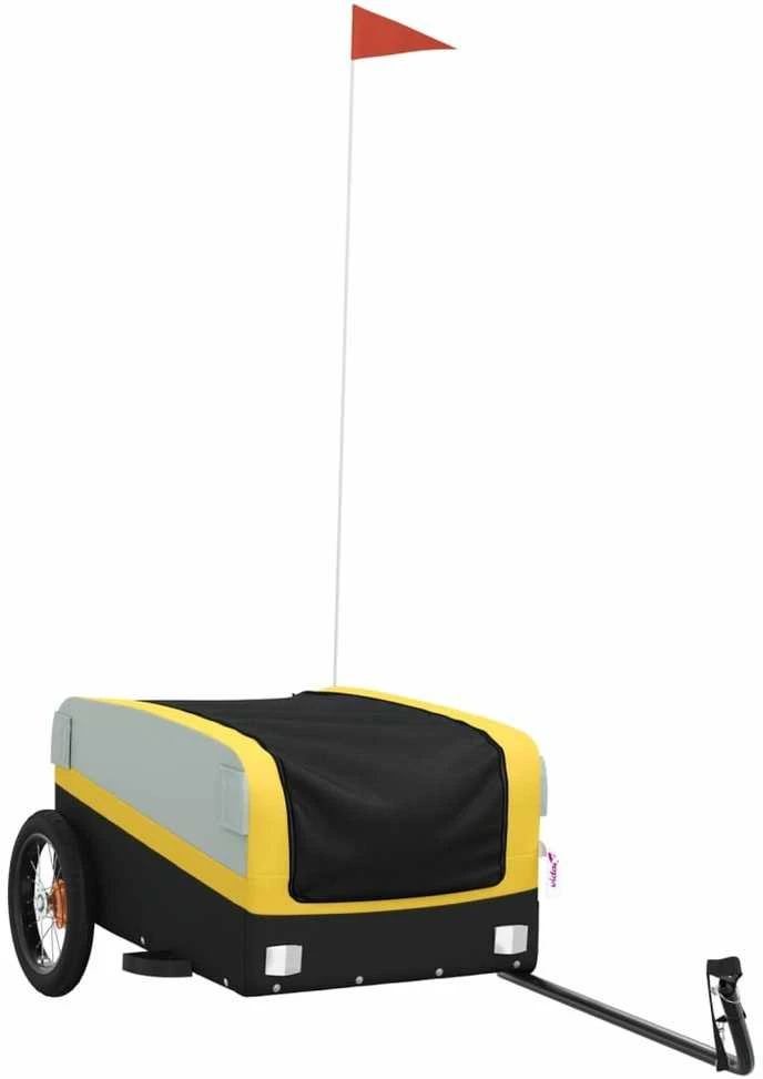 Dviračio priekaba, juodos ir geltonos spalvos, 30kg, geležis