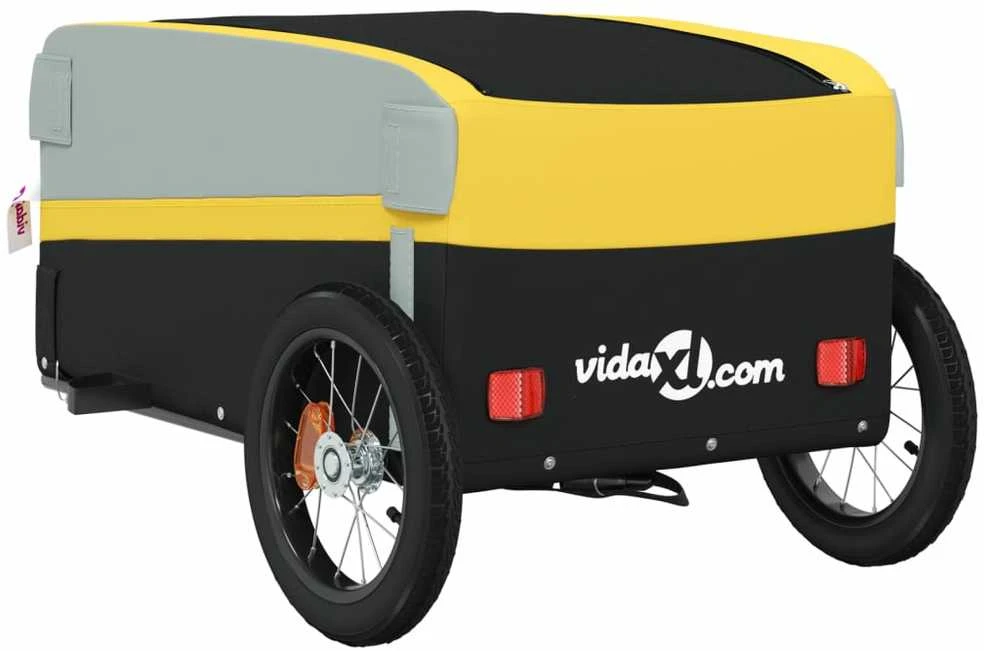 Dviračio priekaba, juodos ir geltonos spalvos, 30kg, geležis
