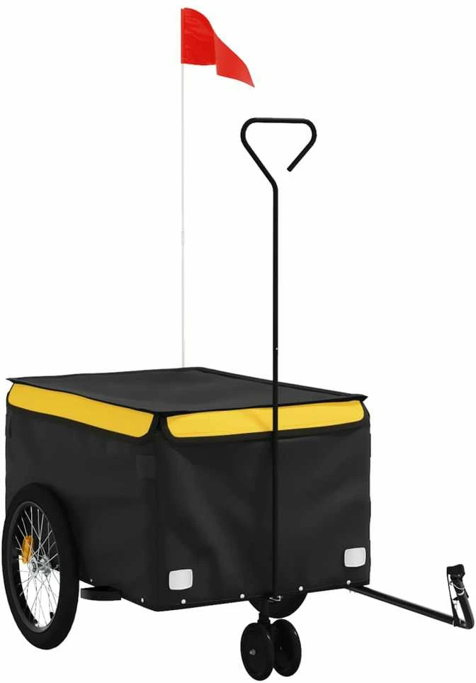 Dviračio priekaba, juodos ir geltonos spalvos, 30kg, geležis