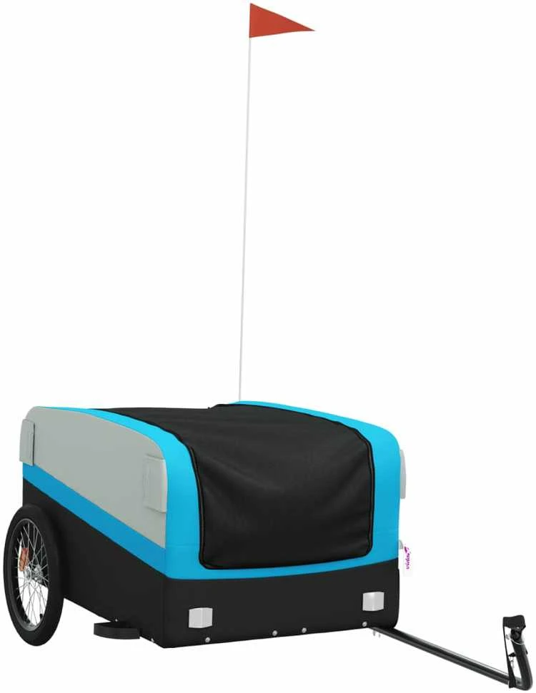 Dviračio priekaba, juodos ir mėlynos spalvos, 45kg, geležis