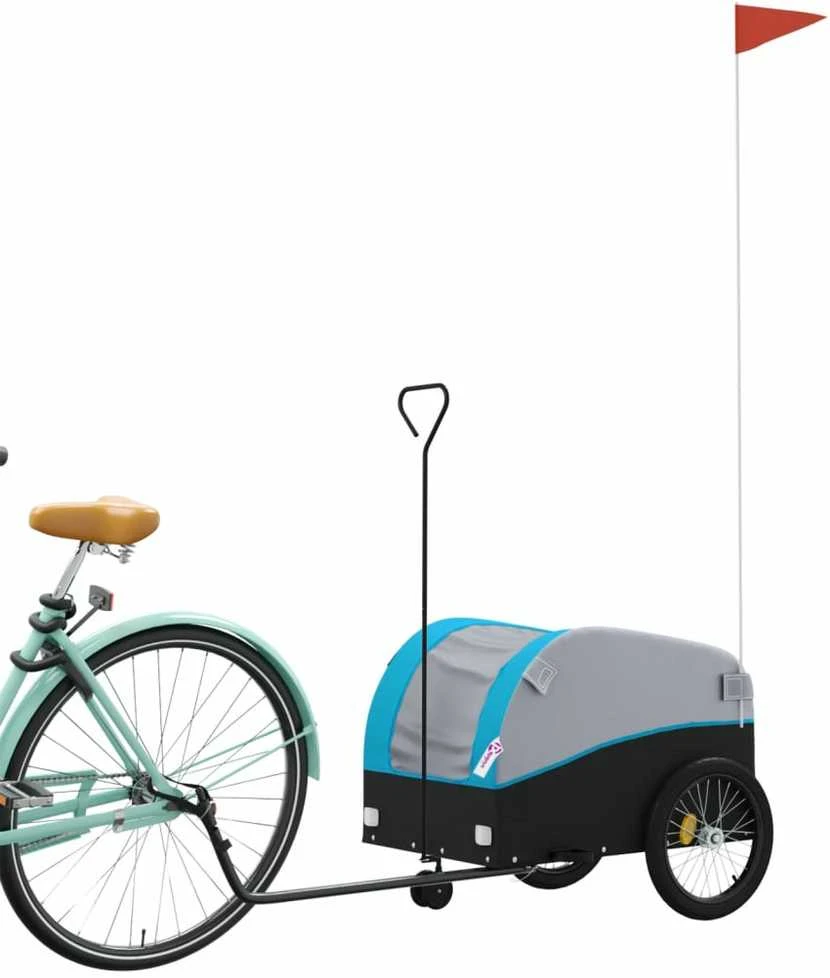 Dviračio priekaba, juodos ir mėlynos spalvos, 30kg, geležis