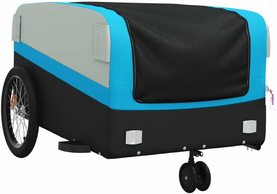 Dviračio priekaba, juodos ir mėlynos spalvos, 45kg, geležis