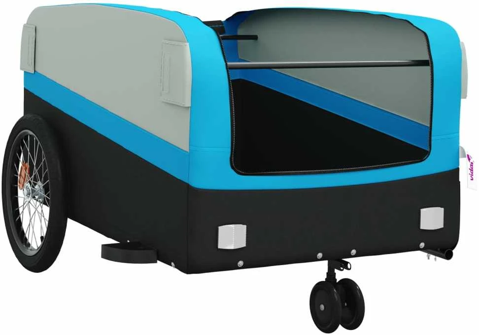 Dviračio priekaba, juodos ir mėlynos spalvos, 45kg, geležis