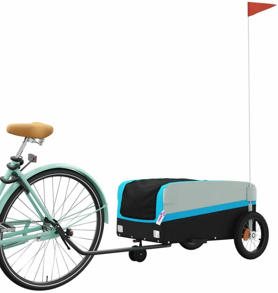 Dviračio priekaba, juodos ir mėlynos spalvos, 30kg, geležis