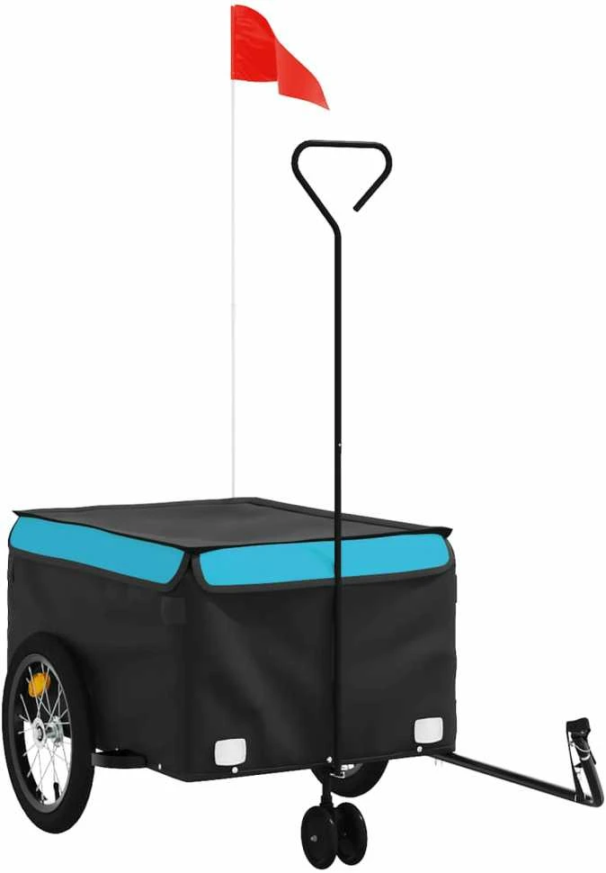 Dviračio priekaba, juodos ir mėlynos spalvos, 45kg, geležis