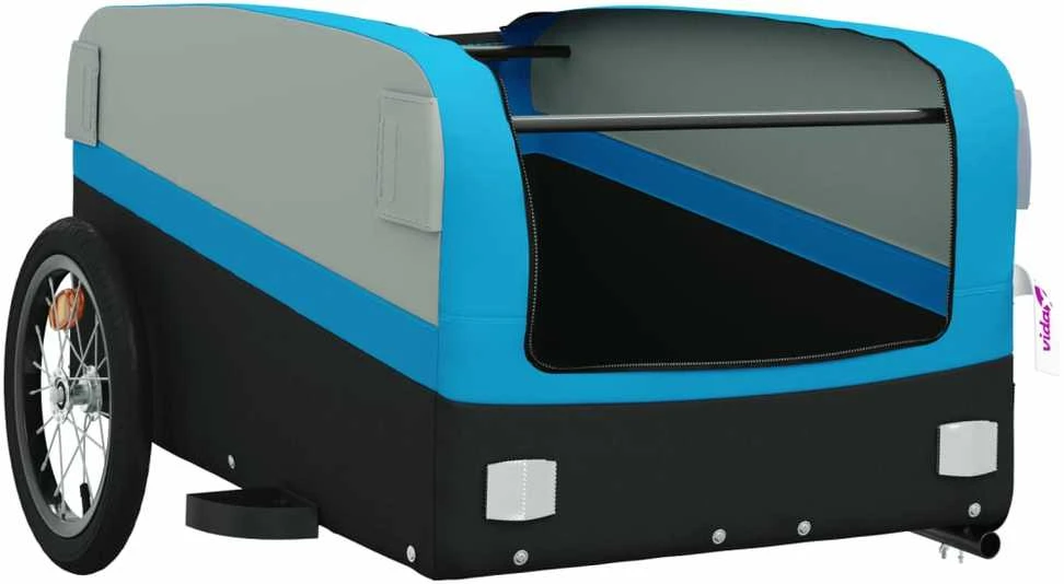Dviračio priekaba, juodos ir mėlynos spalvos, 45kg, geležis