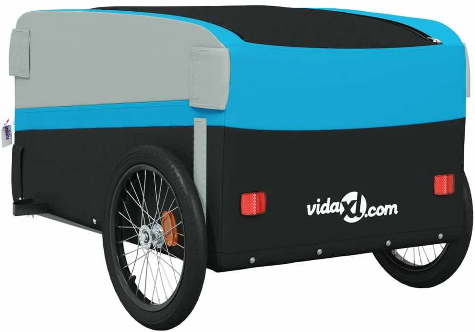 Dviračio priekaba, juodos ir mėlynos spalvos, 45kg, geležis