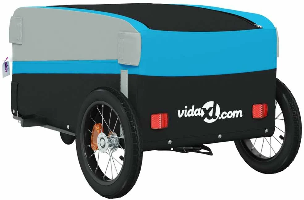 Dviračio priekaba, juodos ir mėlynos spalvos, 30kg, geležis