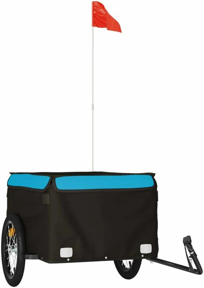 Dviračio priekaba, juodos ir mėlynos spalvos, 45kg, geležis