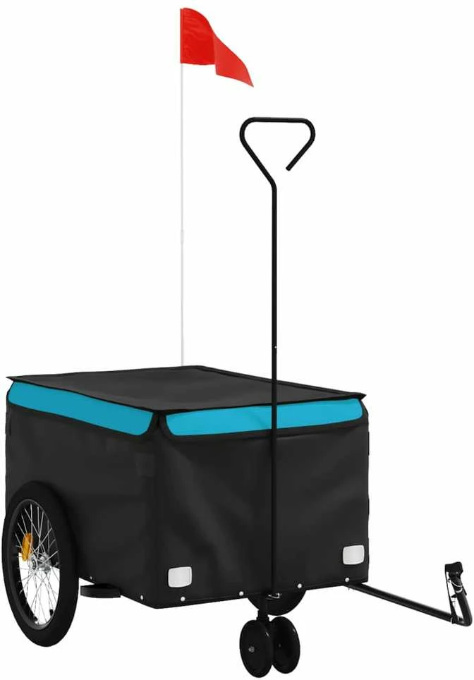 Dviračio priekaba, juodos ir mėlynos spalvos, 30kg, geležis