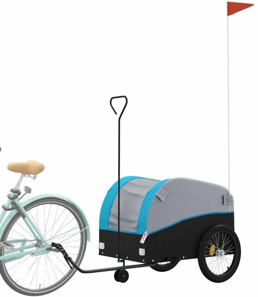 Dviračio priekaba, juodos ir mėlynos spalvos, 45kg, geležis