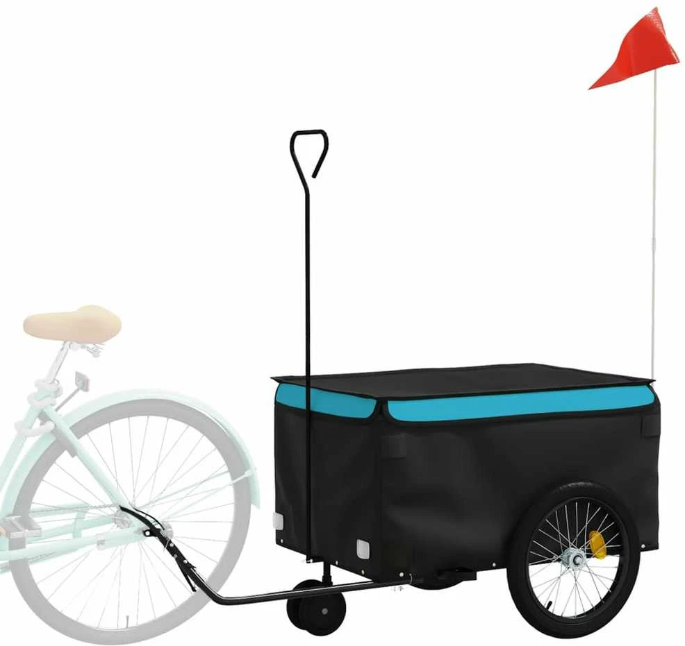 Dviračio priekaba, juodos ir mėlynos spalvos, 30kg, geležis