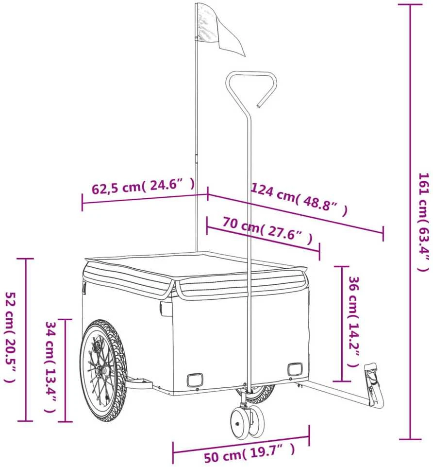 Dviračio priekaba, juodos ir mėlynos spalvos, 45kg, geležis