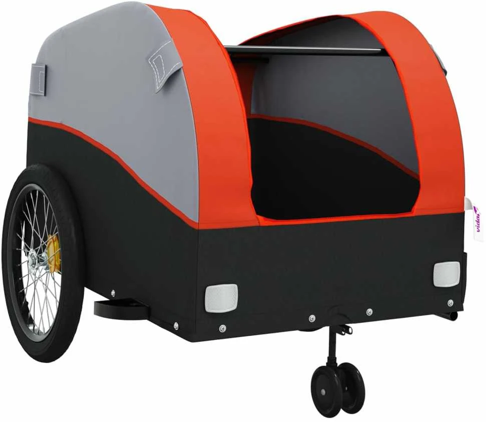 Dviračio priekaba, juodos ir oranžinės spalvos, 45kg, geležis