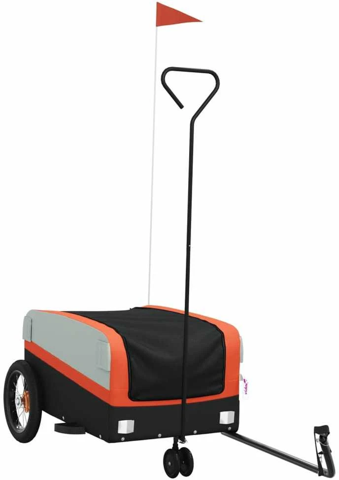 Dviračio priekaba, juodos ir oranžinės spalvos, 30kg, geležis