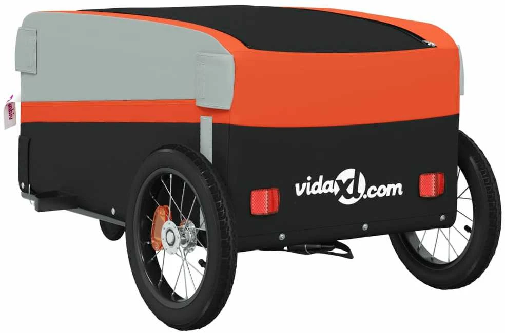 Dviračio priekaba, juodos ir oranžinės spalvos, 30kg, geležis