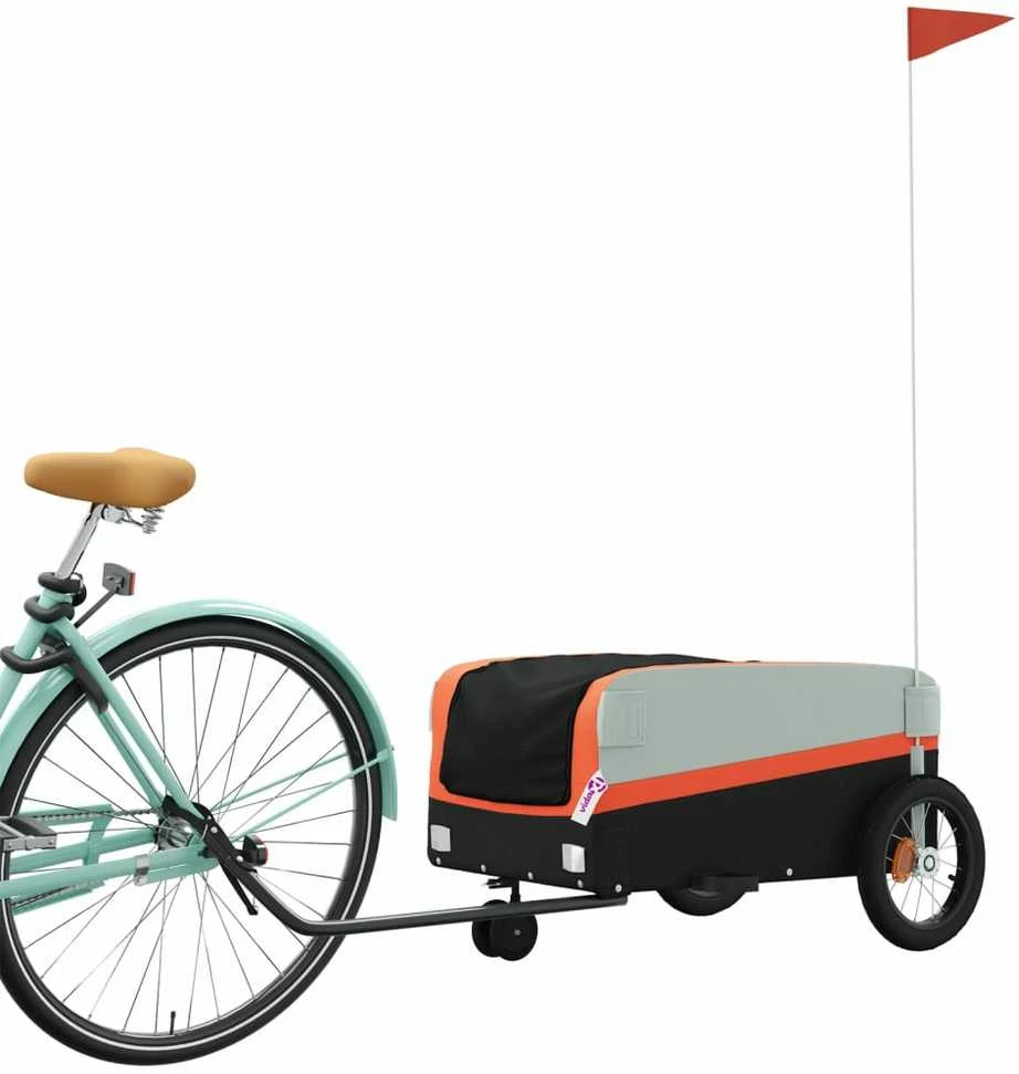 Dviračio priekaba, juodos ir oranžinės spalvos, 30kg, geležis