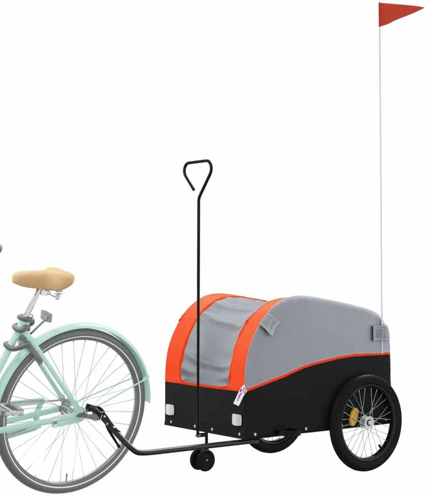 Dviračio priekaba, juodos ir oranžinės spalvos, 45kg, geležis