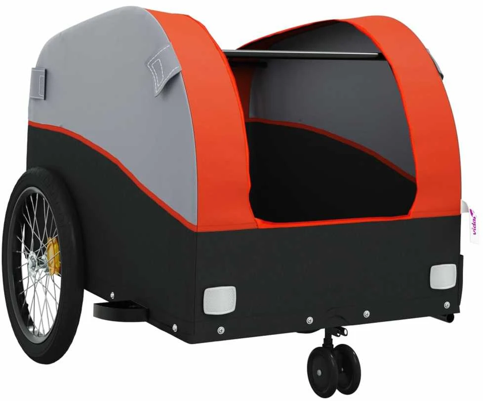 Dviračio priekaba, juodos ir oranžinės spalvos, 30kg, geležis
