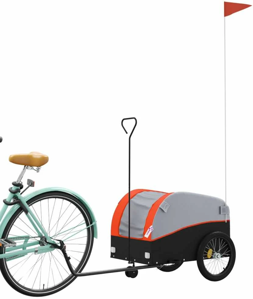 Dviračio priekaba, juodos ir oranžinės spalvos, 30kg, geležis