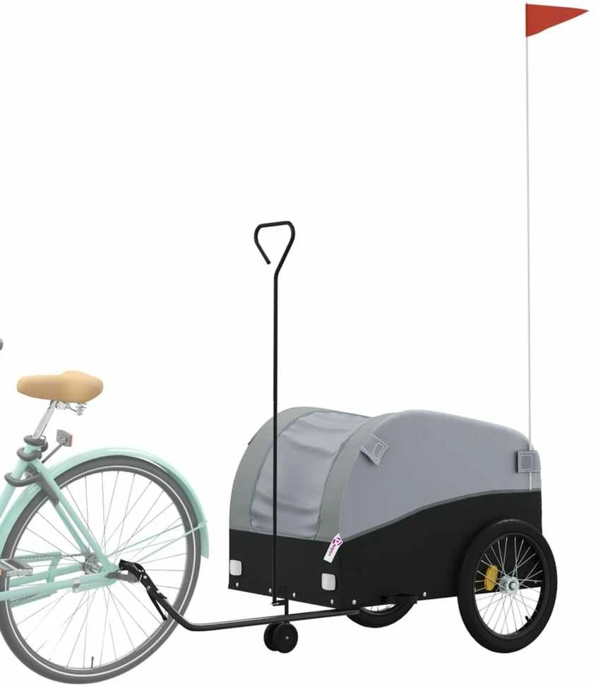 Dviračio priekaba, juodos ir pilkos spalvos, 45kg, geležis
