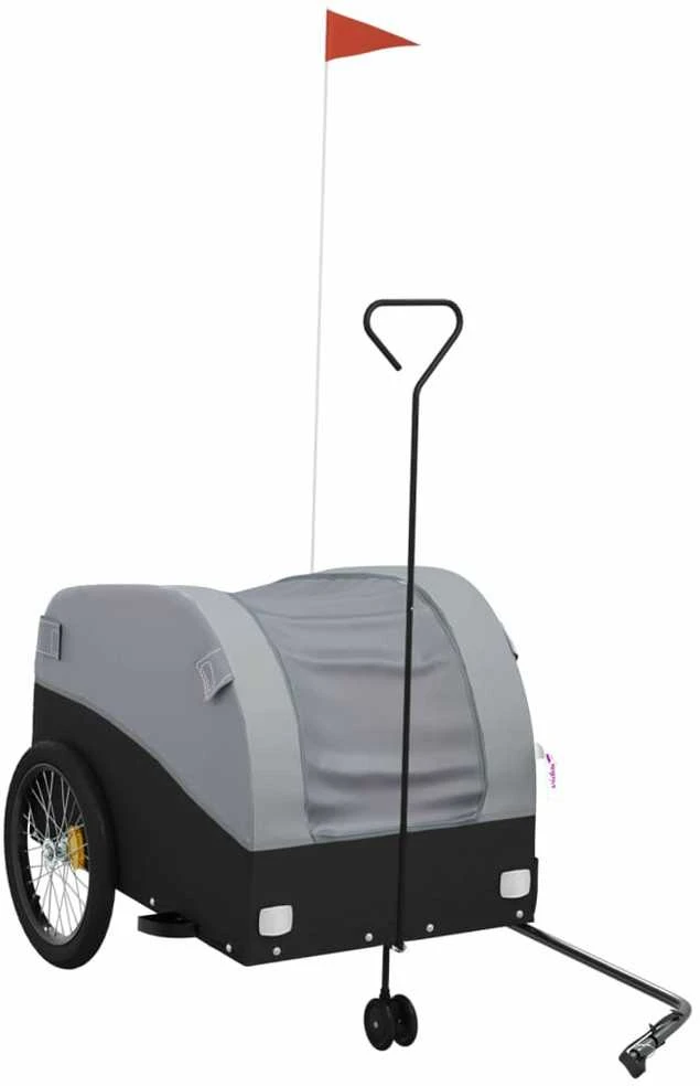 Dviračio priekaba, juodos ir pilkos spalvos, 45kg, geležis