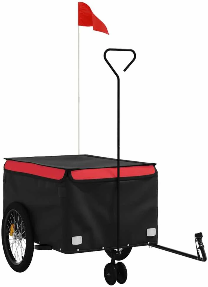 Dviračio priekaba, juodos ir raudonos spalvos, 45kg, geležis
