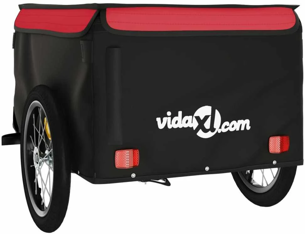Dviračio priekaba, juodos ir raudonos spalvos, 45kg, geležis