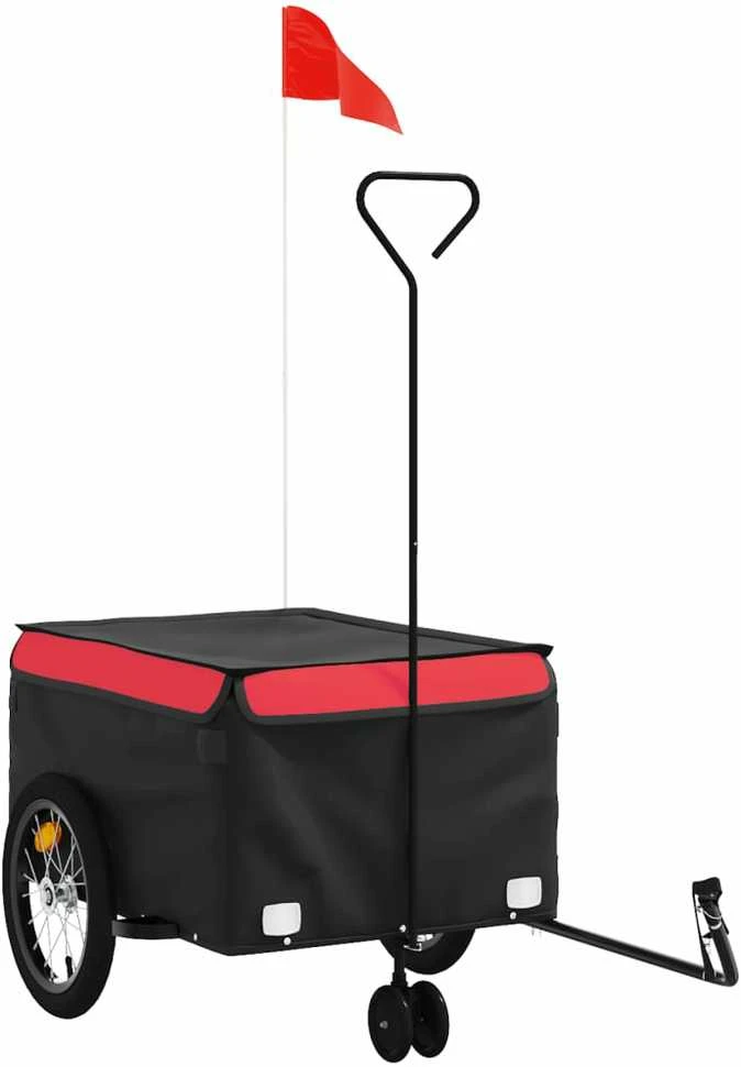 Dviračio priekaba, juodos ir raudonos spalvos, 45kg, geležis