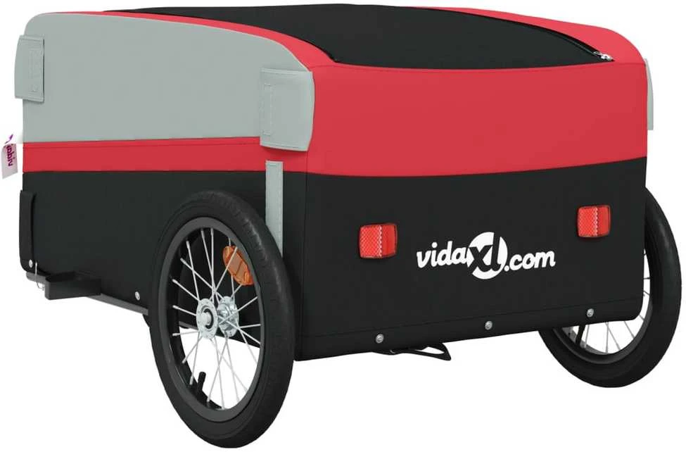 Dviračio priekaba, juodos ir raudonos spalvos, 45kg, geležis