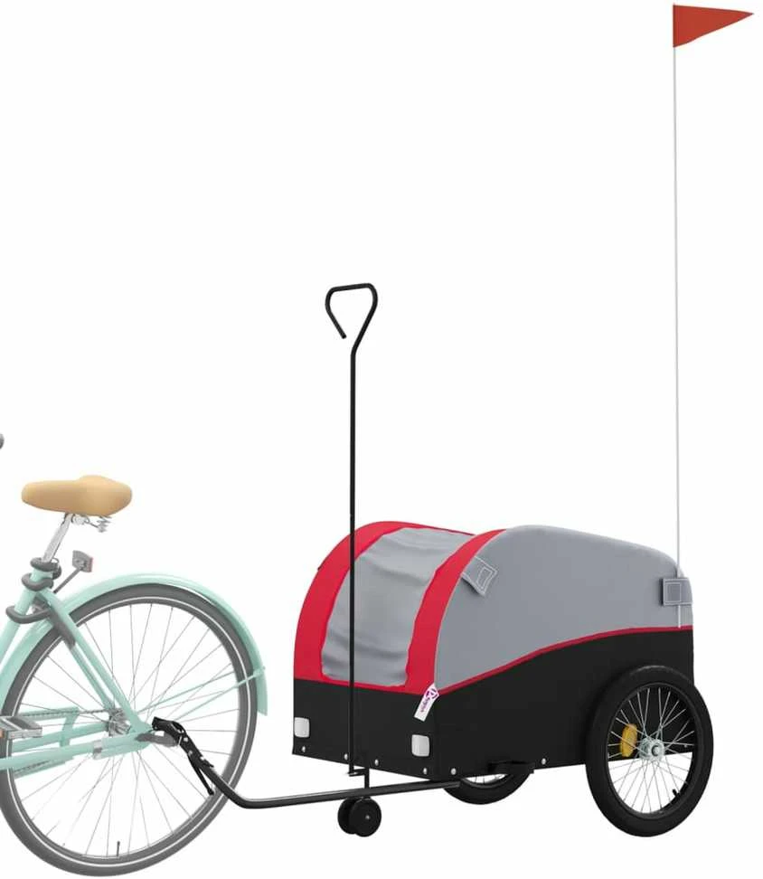 Dviračio priekaba, juodos ir raudonos spalvos, 45kg, geležis