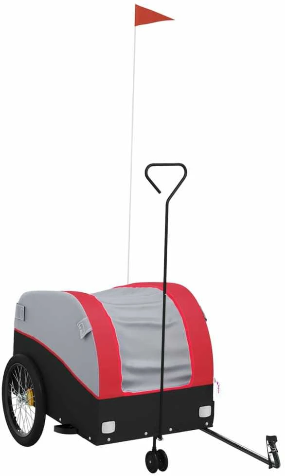 Dviračio priekaba, juodos ir raudonos spalvos, 45kg, geležis