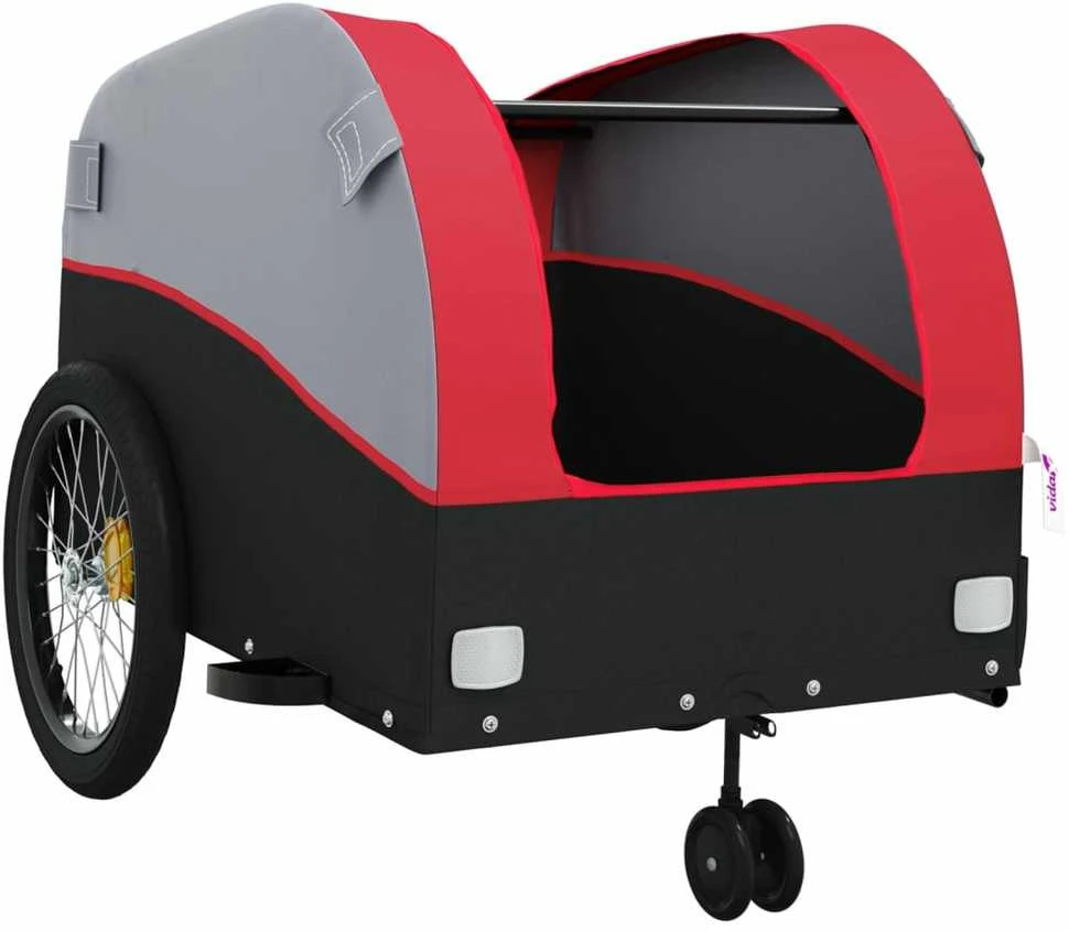 Dviračio priekaba, juodos ir raudonos spalvos, 45kg, geležis