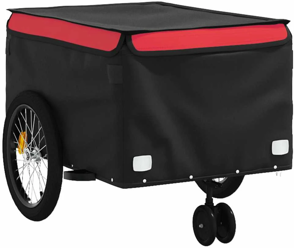 Dviračio priekaba, juodos ir raudonos spalvos, 45kg, geležis