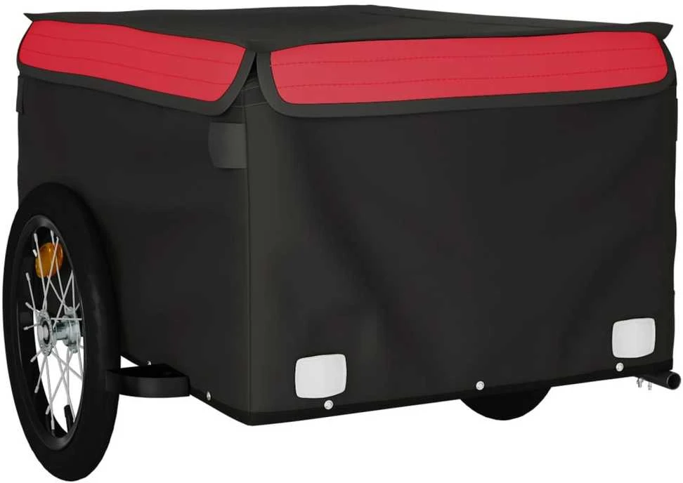 Dviračio priekaba, juodos ir raudonos spalvos, 45kg, geležis