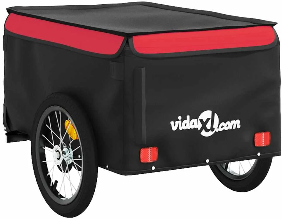 Dviračio priekaba, juodos ir raudonos spalvos, 45kg, geležis