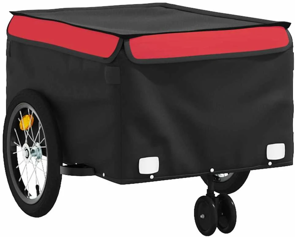 Dviračio priekaba, juodos ir raudonos spalvos, 45kg, geležis