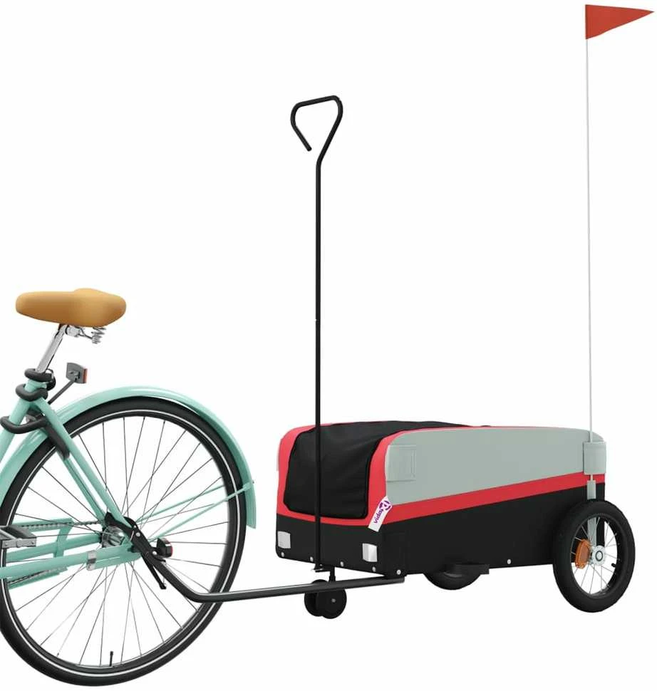 Dviračio priekaba, juodos ir raudonos spalvos, 30kg, geležis