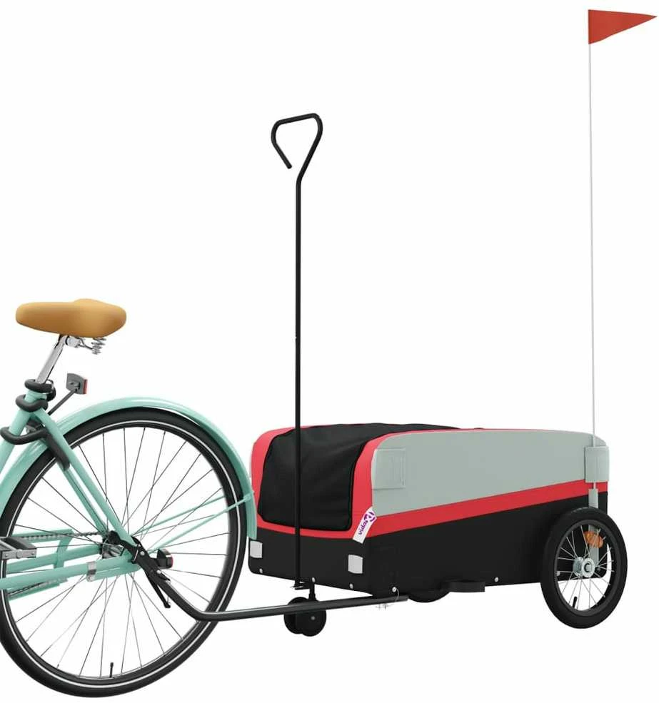 Dviračio priekaba, juodos ir raudonos spalvos, 45kg, geležis