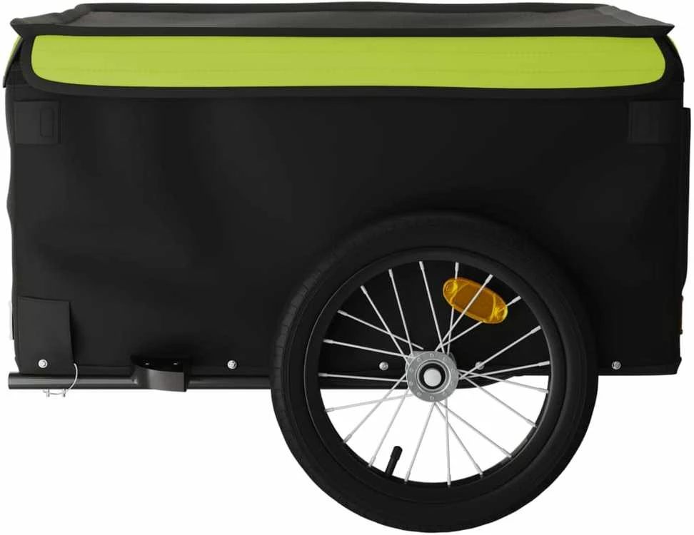 Dviračio priekaba, juodos ir žalios spalvos, 45kg, geležis