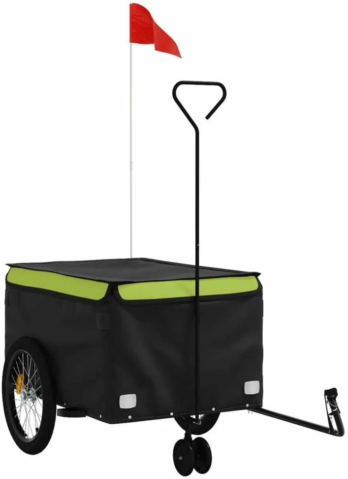 Dviračio priekaba, juodos ir žalios spalvos, 45kg, geležis