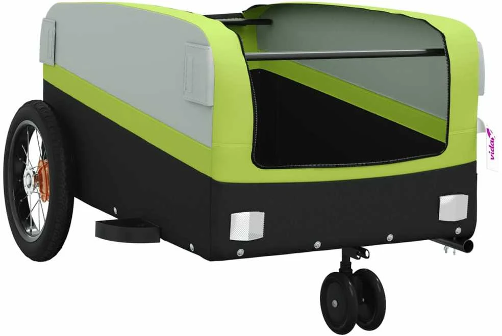 Dviračio priekaba, juodos ir žalios spalvos, 30kg, geležis